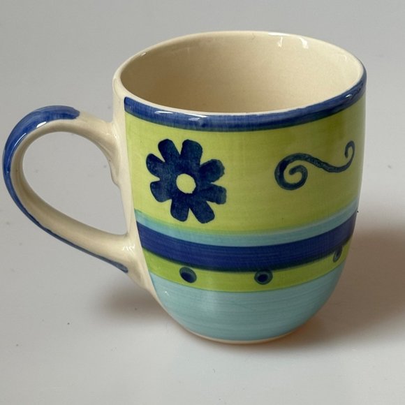 Mulberry Home Collection Mug Green Floral Stoneware Coffee Cup - Picture 6 of 6